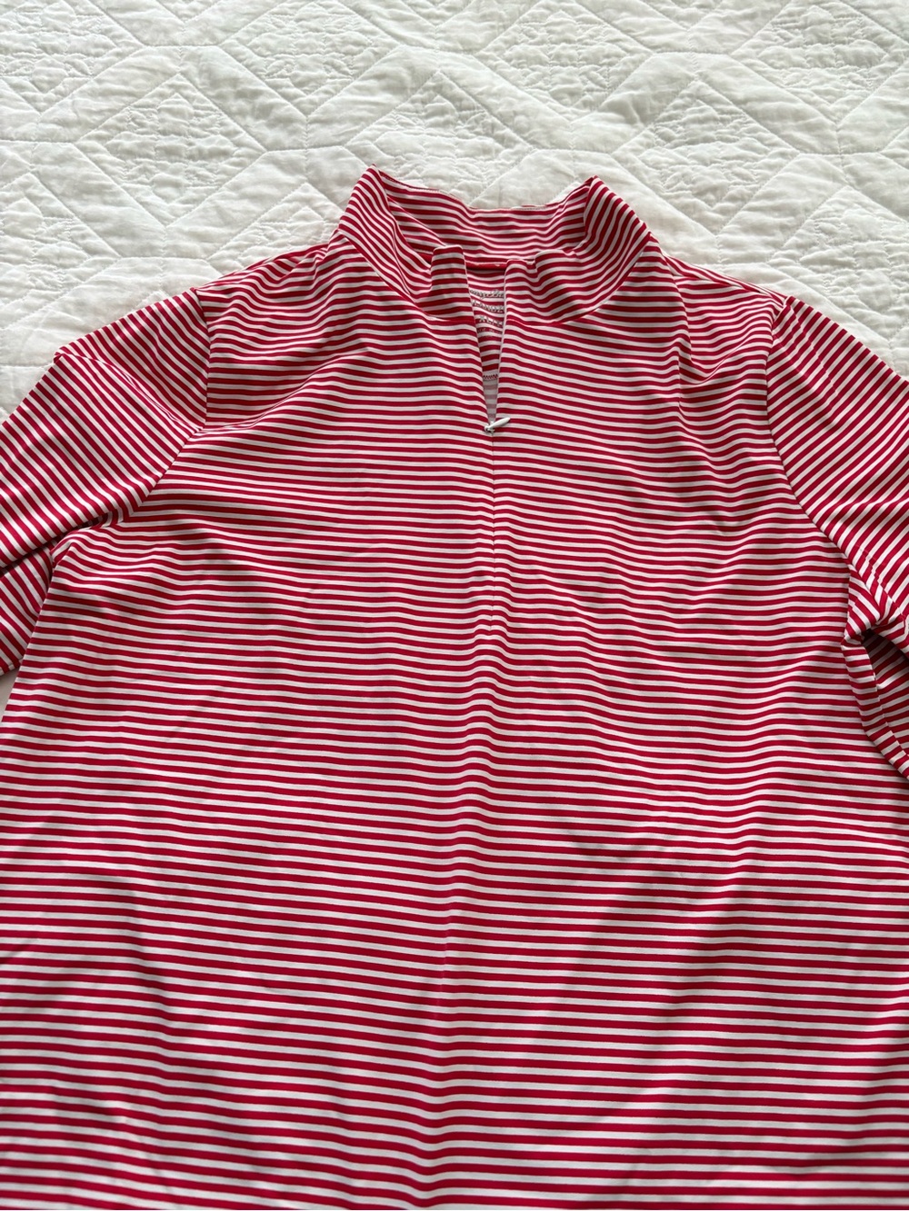 Tommy Bahama Aubrey Top - Red and White Striped Quarter-Zip Pullover